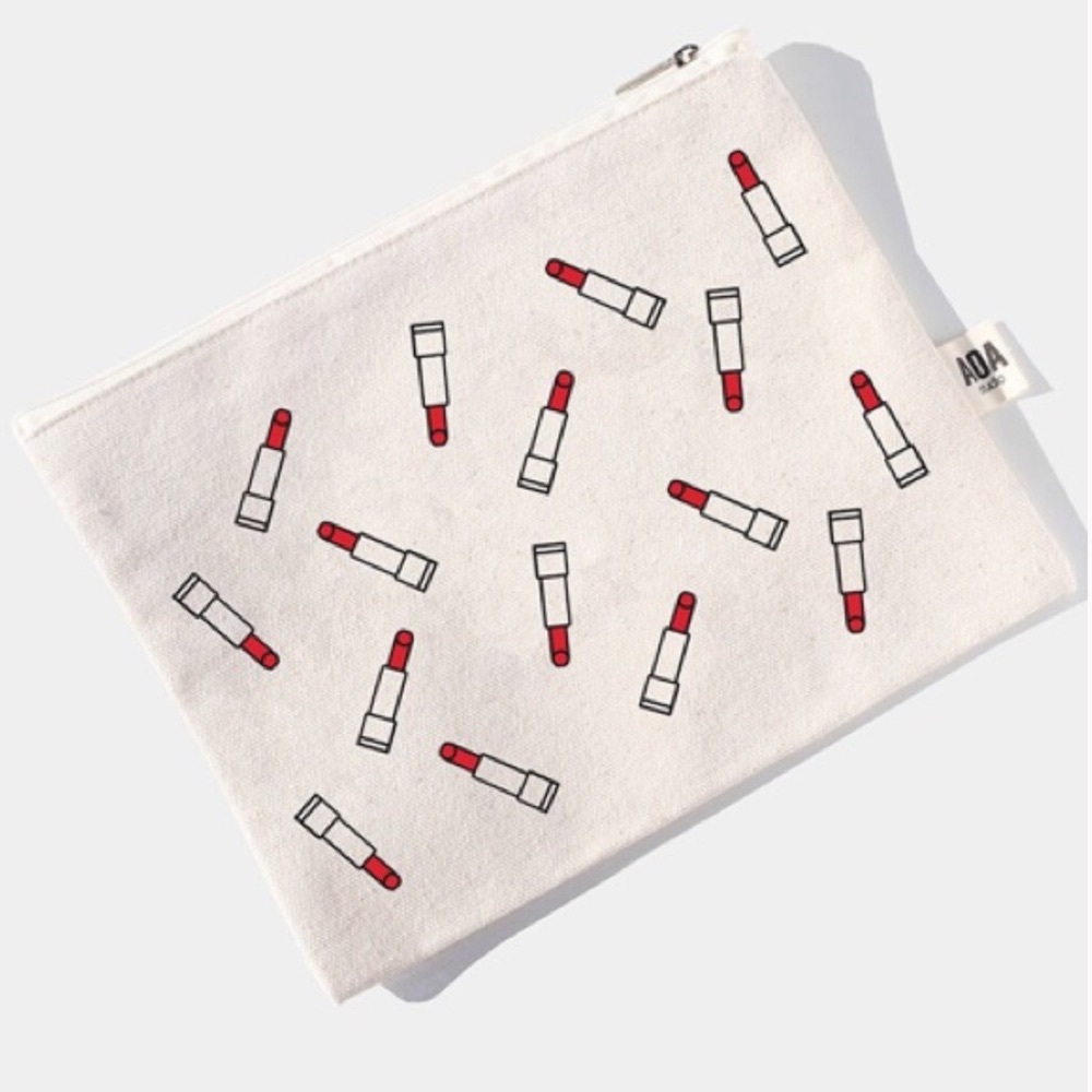Lipstick print makeup bag